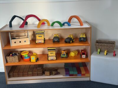 Toy shelf and resources in the toddler room